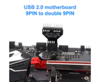 Bluebird Motherboard Connector Good Hardness Lossless Plug Play USB2.0 9Pin to 2 9Pin Water-Cooled RGB Lamp Fan Adapter for Computer - Black