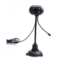 Bluebird Home Webcam USB2.0 Night Vision Video Recording Camera with Mic for Laptop PC - Black