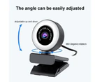 Bluebird PC Webcam High Clarity 1080P/2K USB Computer Web Camera with Ring Fill Light Microphone for Live Broadcast - Basic Version,1080P