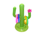 Inflatable Cactus Ring Toss Game Set Target Toss Floating Swimming Ring Toss Includes Inflatable Cactus, 4 Color Rings