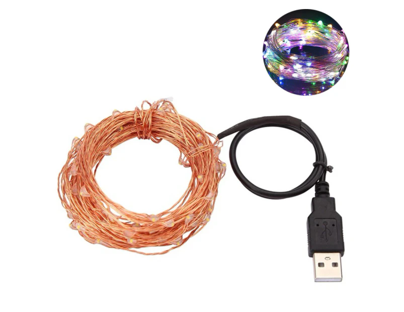 Sunshine 5/10m Waterproof USB LED Copper Wire Fairy String Lights Garland Decoration-Multicolor 10M 100LED