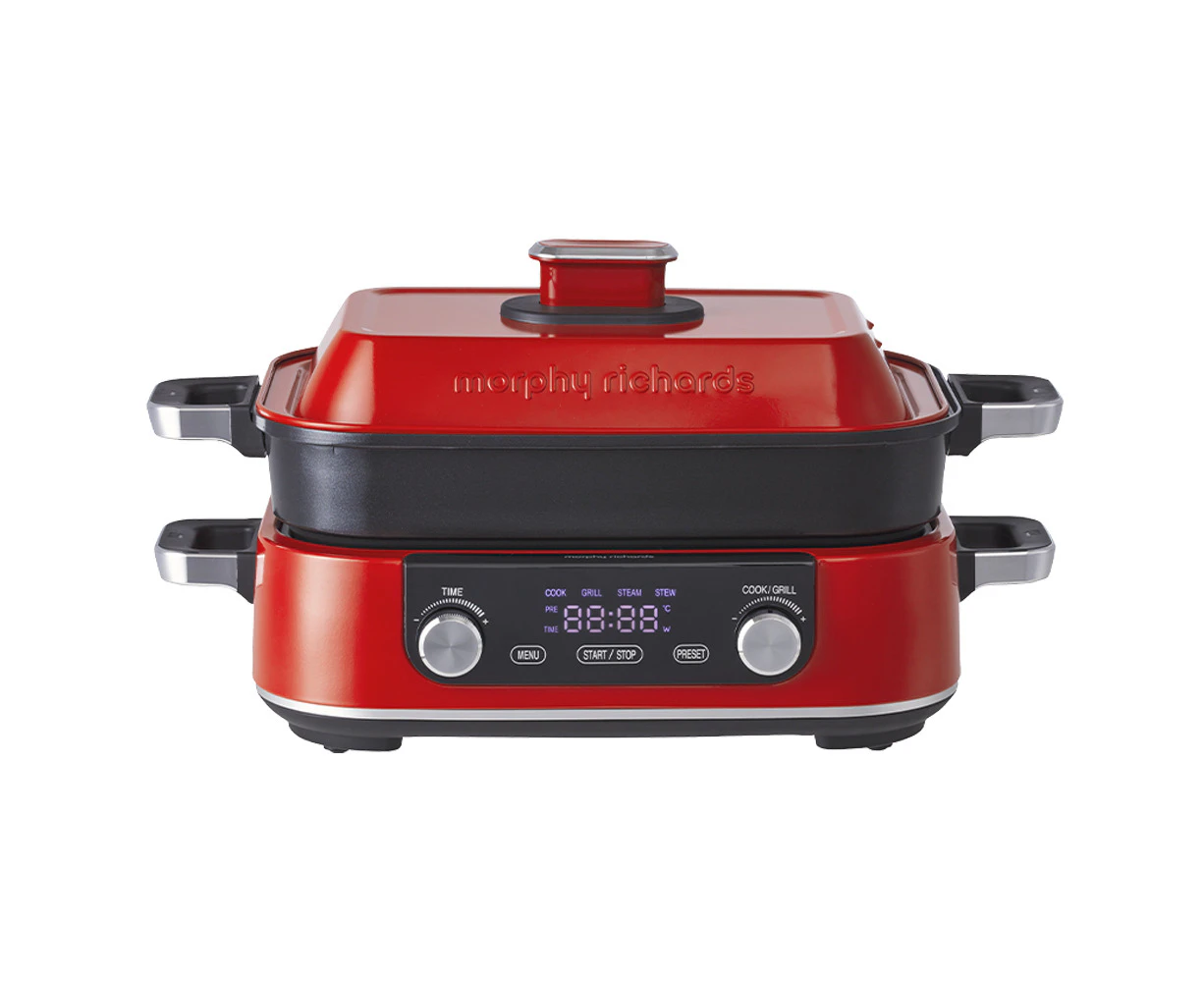 Morphy Richards 1600W Digital N-Stick Multifunction Electric Cooker Pot/Pan Red