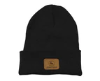 John Deere Men/Womens/Unisex One Size Logo Suede Cuff Knit Beanie Hat Black