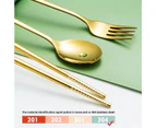 Portable Cutlery Set Reusable Comfortable Grip Stainless Steel Spoon Fork Chopsticks Flatware Set with Box for Student