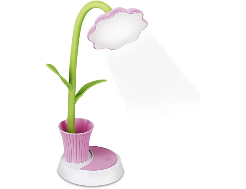 Pink creative sun flower pen holder table lamp