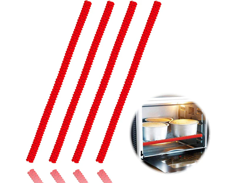 Oven Rack Shields - 4 Pack Heat Resistant Silicone Oven Rack Cover 14 Inches Long Oven Rack Edge Protector, Protect Against Burns and Scars - Red