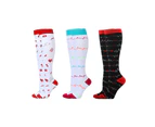 3 Pairs of Knee-Length Printed Compression Socks S-Style 1