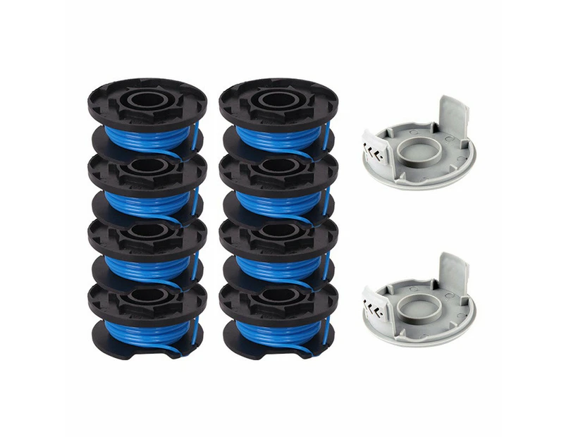 8 Pcs Set Replacement Trimmer Spool Line Strimmer with Lid For Ryobi Grass Trimmer