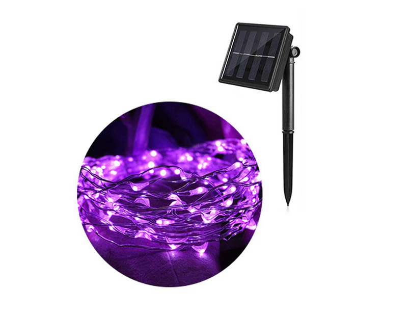 Sunshine String Lights Reusable Two Light Modes Silicone Outdoor Solar String Lights for Garden-Purple 20M