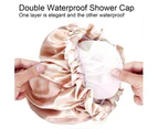 2 Pack Reusable Shower Cap, Large Caps for women, Double Layer Waterproof Hair Caps for Long Thick Hair Bath Caps for Hair Care-champagne