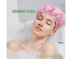 2 Pack Reusable Shower Cap, Large Caps for women, Double Layer Waterproof Hair Caps for Long Thick Hair Bath Caps for Hair Care-pink