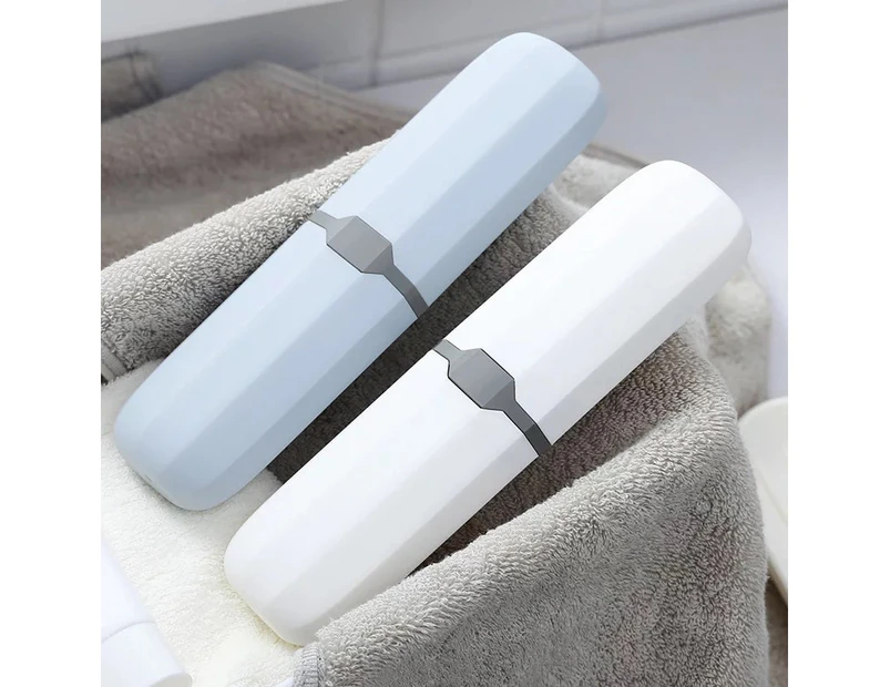 2Pcs Travel Toothbrush Holder, Plastic Toothbrush Case Box, Portable Toothbrush Toothpaste Storage Box (Blue)