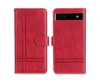 for Google Pixel 6/6A/7 Pro Case Phone Protector Flip Cover Magnetic Multifunctional Anti-drop Card Storage Support Mobile Phone Case- Wine Red