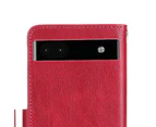 for Google Pixel 6/6A/7 Pro Case Phone Protector Flip Cover Magnetic Multifunctional Anti-drop Card Storage Support Mobile Phone Case- Wine Red