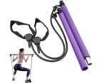 Pilates Exercise Stick Kit ，Portable Compact 3-Section Yoga Resistance Bands for Legs and Butt, Pilates Bar with Foot Strap for Full Body Workout