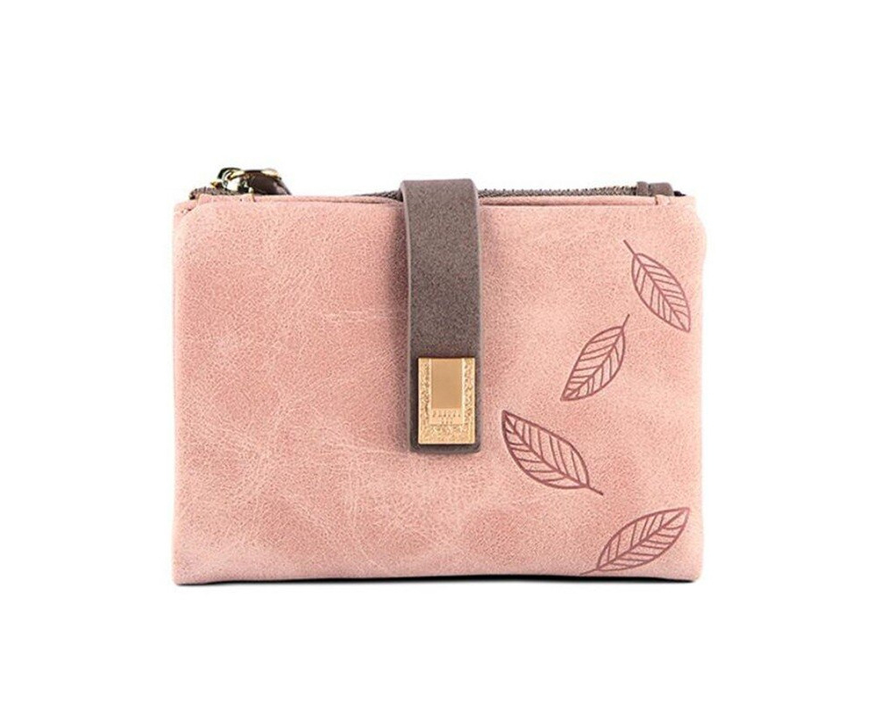 Leaves Small Wallet Women Hasp Zipper Purse Soft Pu Leather Ladies