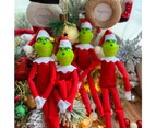 Christmas Grinch Inspired On The Shelf Xmas Ornament Elf Doll - Green