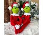 Christmas Grinch Inspired On The Shelf Xmas Ornament Elf Doll - Green