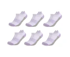 Minbaeg 6 Pairs Ankle Running Socks Breathable Elastic Cotton Low Cut Cushioned Tab Socks for Sports Purple