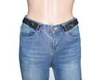 Elastic Belt Buckle-Free Adjustable Faux Leather Men Women Hassle Strap Band Fashion Accessory Black