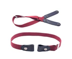 Belt All-match Adjustable Faux Feather Strong Construction Belt Strap for Jeans Wine Red