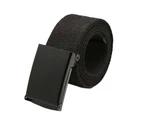 Unisex Casual Solid Color Webbing Canvas Waist Belt Automatic Buckle Waistband Black