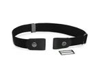 Invisible Comfortable Waist Belt Faux Leather Buckle-Free Stretchy Jeans Belt Clothes Ornament Black