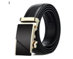 Waist Belt Solid Color Faux Leather Durable Automatic Buckle Men Belt for Daily Wear I