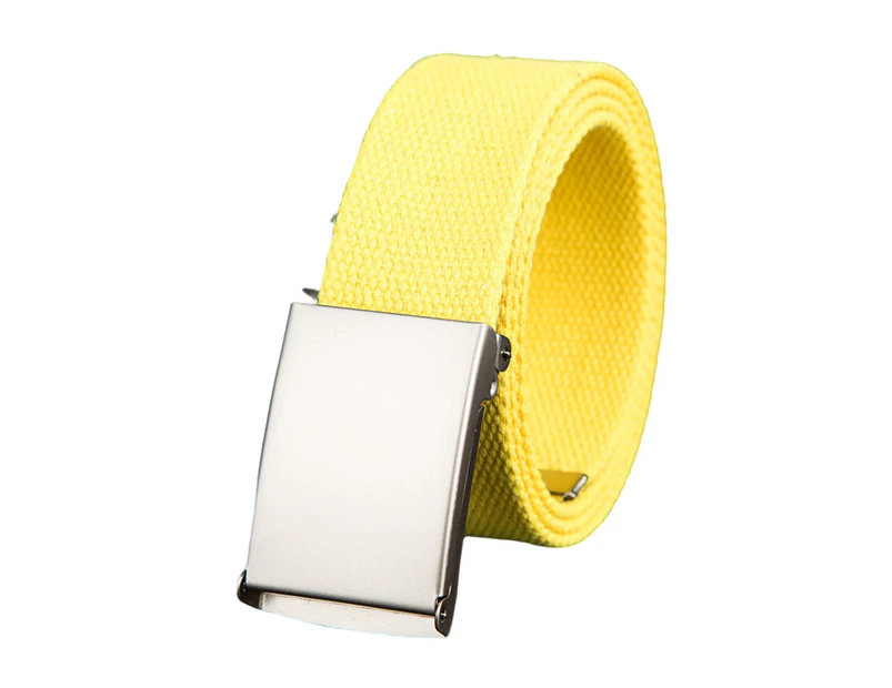 Wide Adjustable Fitted Unisex Belt Canvas Wide Metal Buckle Pants Belt Clothes Ornament Yellow