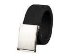 Wide Adjustable Fitted Unisex Belt Canvas Wide Metal Buckle Pants Belt Clothes Ornament Black
