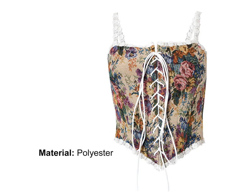 Women Corset Jacquard Floral Pattern Spring Autumn Sleeveless Lace Push Up Body Shaper Belt for Dating