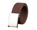 Wide Adjustable Fitted Unisex Belt Canvas Wide Metal Buckle Pants Belt Clothes Ornament Coffee