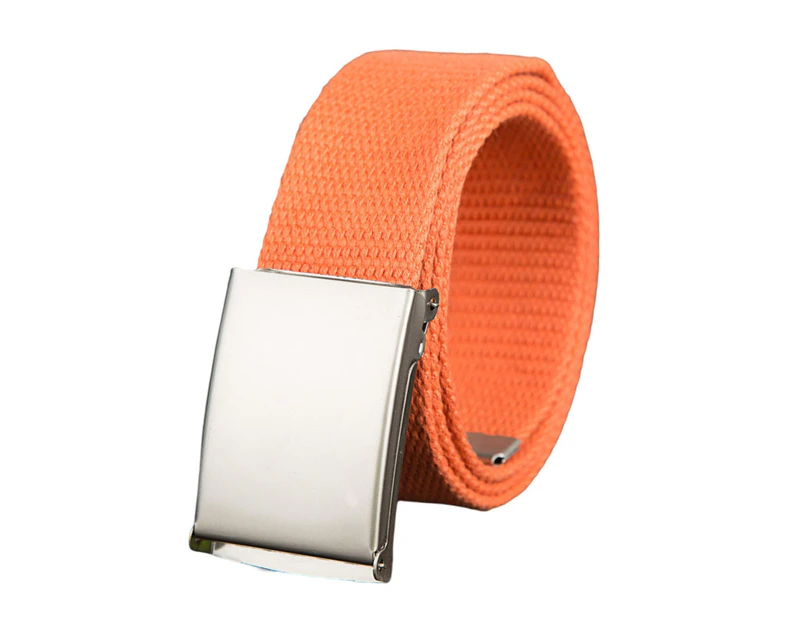 Wide Adjustable Fitted Unisex Belt Canvas Wide Metal Buckle Pants Belt Clothes Ornament Orange
