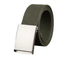 Wide Adjustable Fitted Unisex Belt Canvas Wide Metal Buckle Pants Belt Clothes Ornament Army Green
