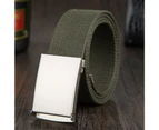 Wide Adjustable Fitted Unisex Belt Canvas Wide Metal Buckle Pants Belt Clothes Ornament Army Green