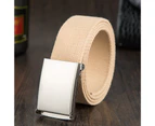 Wide Adjustable Fitted Unisex Belt Canvas Wide Metal Buckle Pants Belt Clothes Ornament Khaki