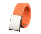 Wide Adjustable Fitted Unisex Belt Canvas Wide Metal Buckle Pants Belt Clothes Ornament Orange