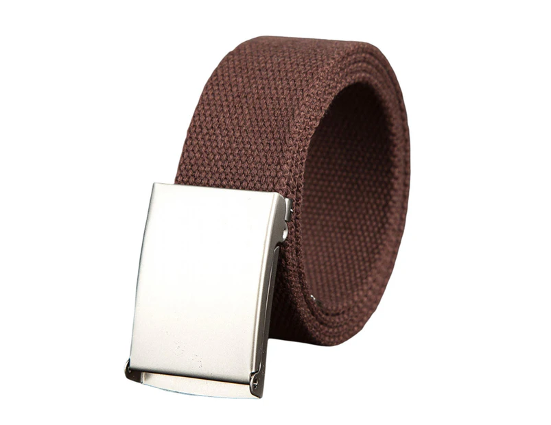 Wide Adjustable Fitted Unisex Belt Canvas Wide Metal Buckle Pants Belt Clothes Ornament Coffee