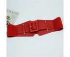 Waist Belt Elastic Adjustable Non-slip Fine Workmanship Comfortable Wear Faux Leather Wide Stretchy Corset Belt for Women Red