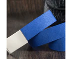 Wide Adjustable Fitted Unisex Belt Canvas Wide Metal Buckle Pants Belt Clothes Ornament Royal Blue