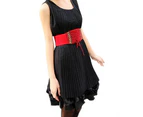 Fashion Women's Lady Rivet Elastic Buckle Wide Waist Belt Waistband Corset Black