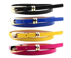 Fashion Women Candy Color Thin Narrow Faux Leather Dress Belt Buckle Waistband Blue
