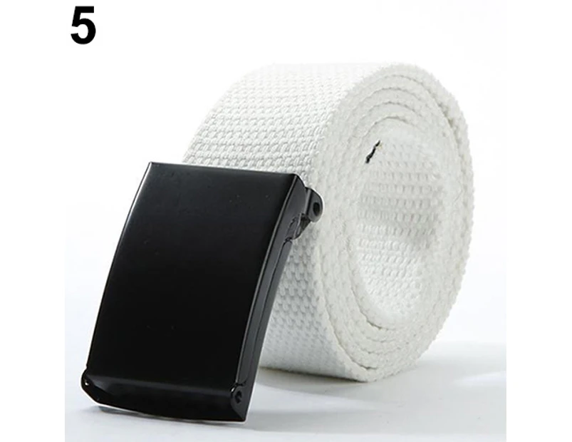 Unisex Military Casual Solid Color Plain Webbing Canvas Waist Belt Waistband White