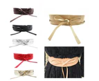 Fashion Solid Color Faux Leather Waist Belt Wrap Tie Wide Corset Dress Decor Coffee
