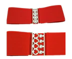 Women\'s Fashion Cinch Buckle Wide Stretch Elastic Waist Belt Corset Waistband Red