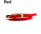 Women's Fashion Candy Color Faux Leather Buckle Skinny Belt Thin Waistband Sash Red