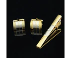 Men's Frosted Silver Gold Plated Cufflinks Tie Bar Clasp Clip Set Business Gift Cufflink