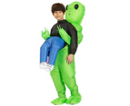 Green Alien Carrying Human Costume Inflatable Funny Blow Up Suit Cosplay For Party