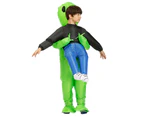 Green Alien Carrying Human Costume Inflatable Funny Blow Up Suit Cosplay For Party