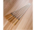 Set of 6 Stainless Steel Flat Skewers with Wooden Handle BBQ Grill 42cm6 thin flat and round sticks